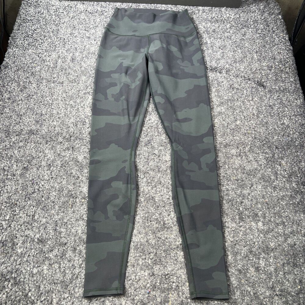 Alo Leggings Womens Medium Gray Camo High Rise Ankle Yoga Athletic Stretch